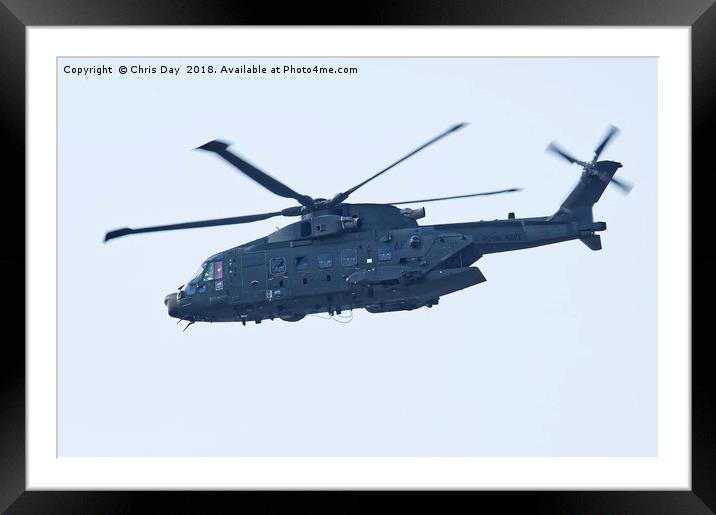 Royal Navy Merlin Mk3 helicopter  Framed Mounted Print by Chris Day