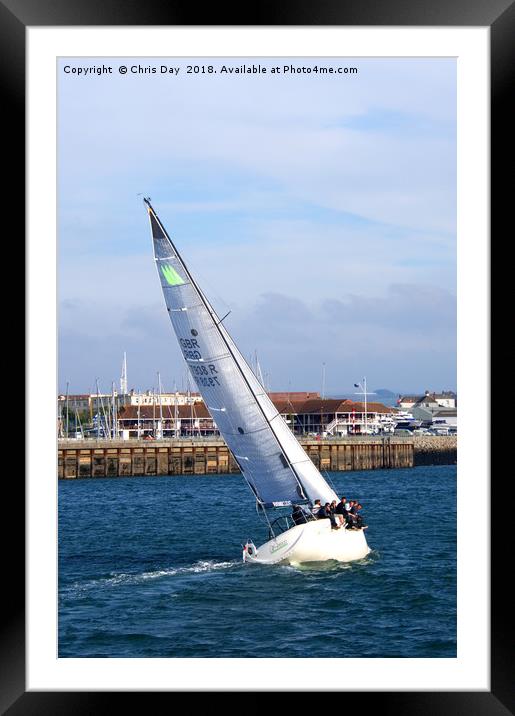 Yacht returning to Cattewater Framed Mounted Print by Chris Day