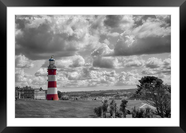 Plymouth Hoe and Smeatons Tower  Framed Mounted Print by Chris Day