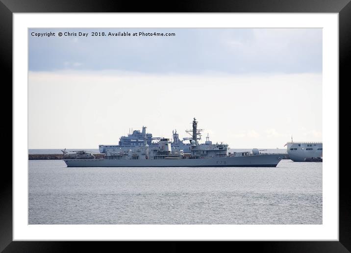 HMS Kent on Plymouth Sound Framed Mounted Print by Chris Day