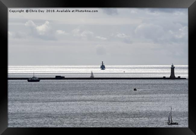 HMS Northumberland heading for Plymouth Sound Framed Print by Chris Day