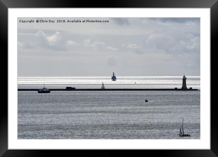 HMS Northumberland heading for Plymouth Sound Framed Mounted Print by Chris Day