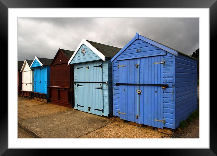 Highcliffe huts 2 Framed Mounted Print by Chris Day