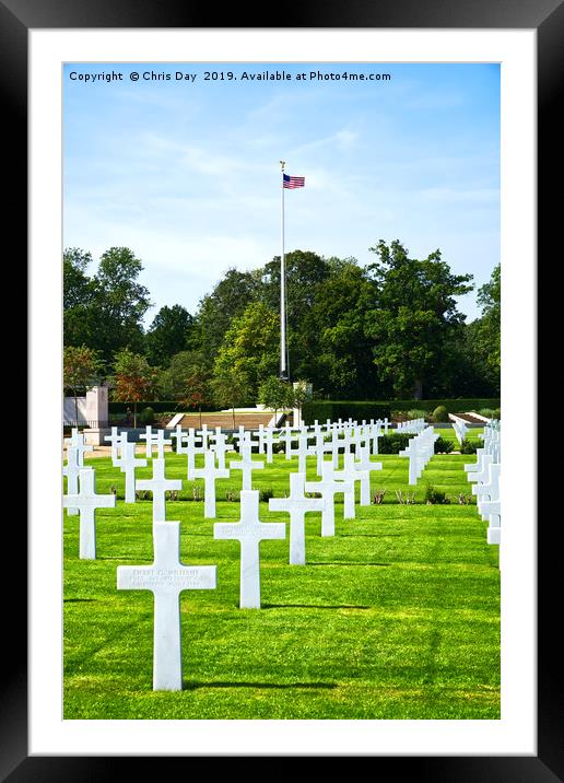 American Cemetery Cambridge Framed Mounted Print by Chris Day