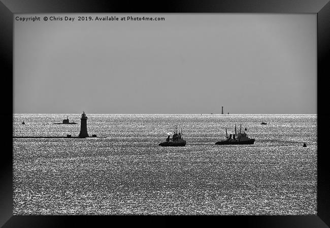 Astute Class attack SSN heads towards Plymouth Sou Framed Print by Chris Day