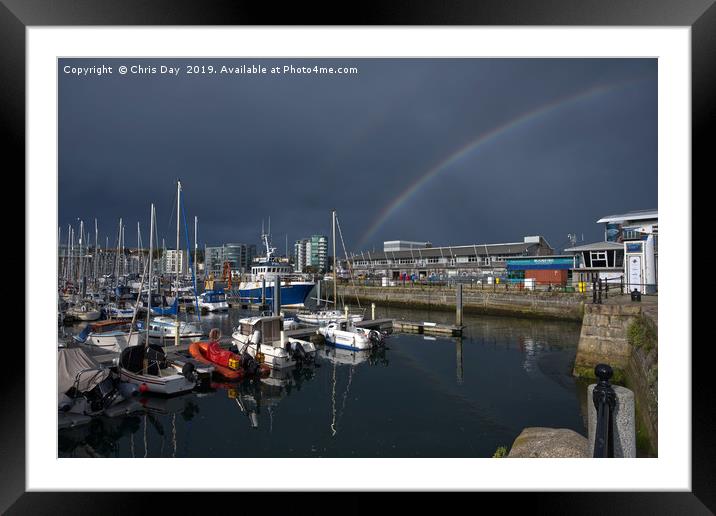 Double Rainbow Over Sutton Harbour Framed Mounted Print by Chris Day