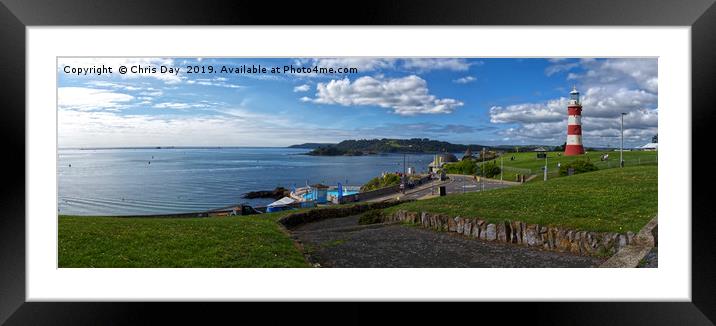 Plymouth Hoe and Sound Panorama Framed Mounted Print by Chris Day