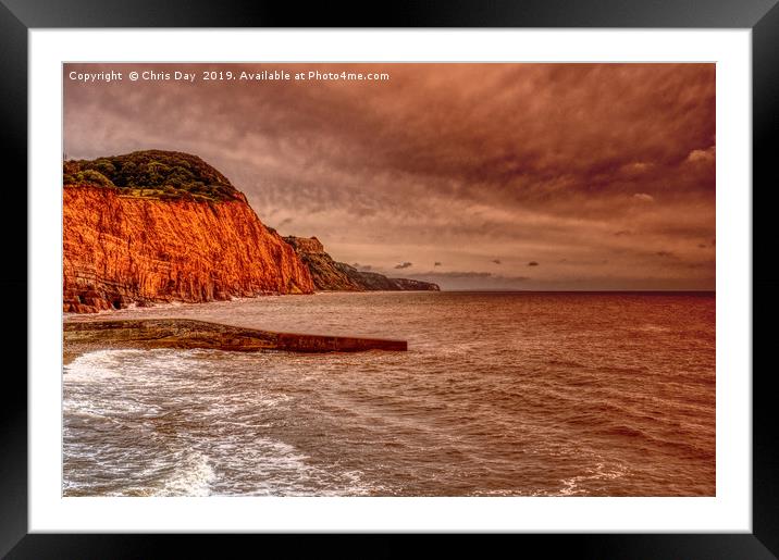 Jurassic Coast Sunrise Sidmouth Framed Mounted Print by Chris Day