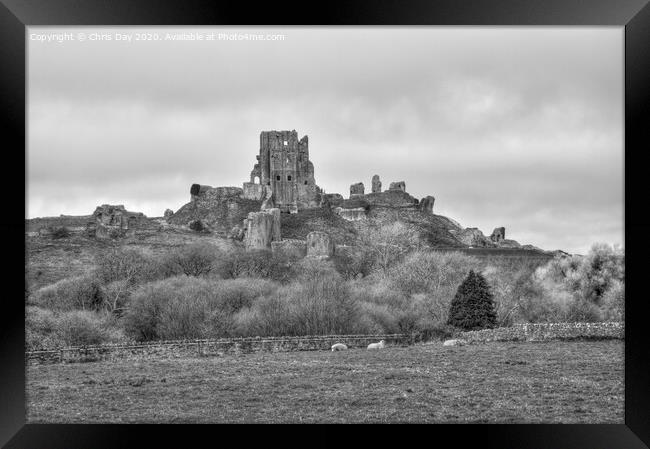 Corfe Castle Framed Print by Chris Day