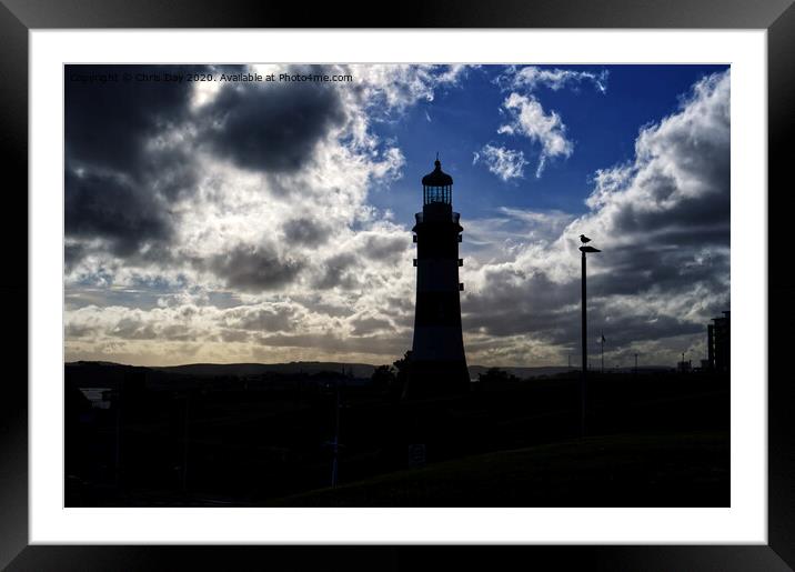 Smeatons Tower Silhouette Framed Mounted Print by Chris Day