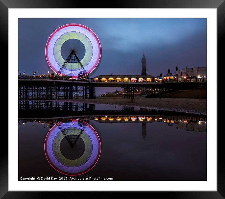 Reflections Central Pier Blackpool Framed Mounted Print by David Kay