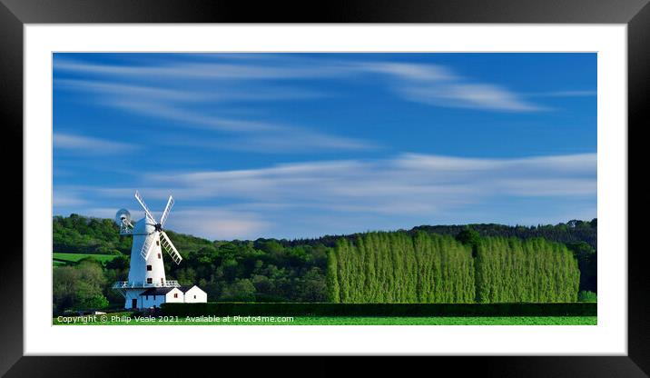 Llancayo Windmill Evening's Embrace. Framed Mounted Print by Philip Veale