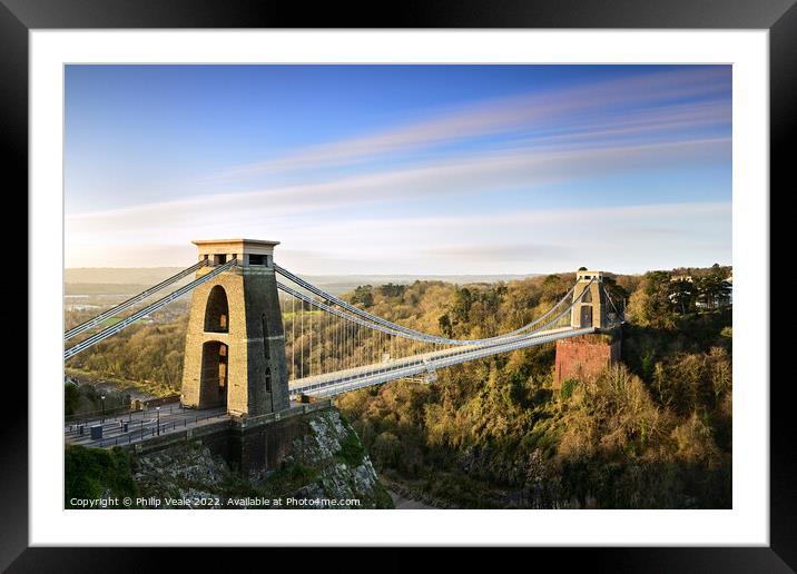 Clifton Suspension Bridge at Dawn. Framed Mounted Print by Philip Veale
