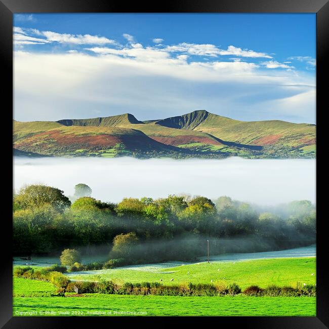 Autumn's Cloak on Bannau Brycheiniog Peaks. Framed Print by Philip Veale