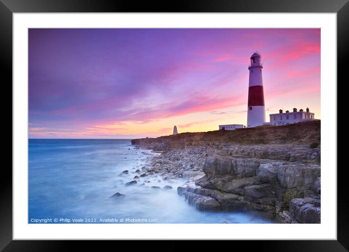 Portland Bill Lighthouse at Sunset. Framed Mounted Print by Philip Veale