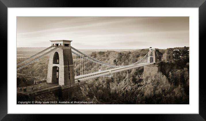 Clifton Suspension Bridge at Daybreak. Framed Mounted Print by Philip Veale
