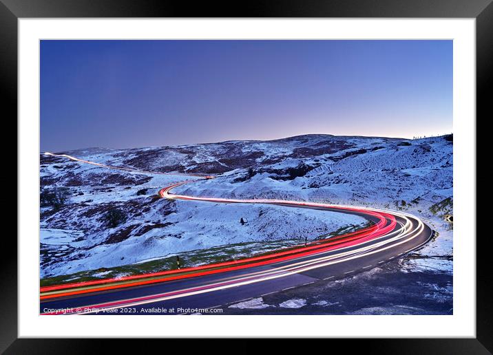 Over Llangynidr Moors on a Winter Night. Framed Mounted Print by Philip Veale
