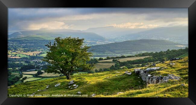 Summer Storm over the mountains from Llangynidr Moors. Framed Print by Philip Veale