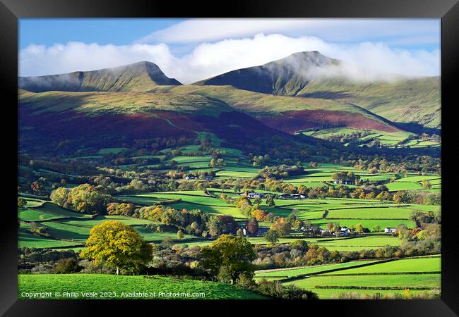 Bannau Brycheiniog (Brecon Beacons) Mist Shrouded Peaks. Framed Print by Philip Veale