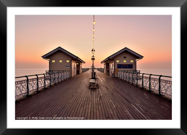 Penarth Pier at Sunrise. Framed Mounted Print by Philip Veale