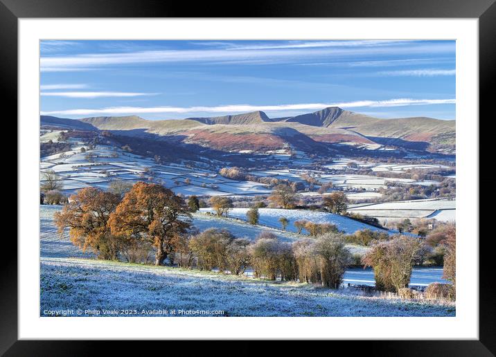 Brecon Beacons in Late Autumn on a Frost Covered Morning. Framed Mounted Print by Philip Veale
