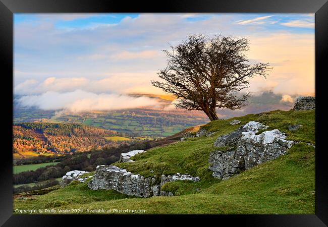 Cloud Covered Pen Cerrig Calch from the Moors. Framed Print by Philip Veale