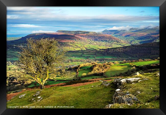 Black Mountains at dawn from the Moors. Framed Print by Philip Veale