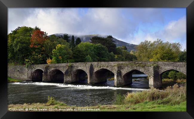 Llanfoist Bridge and Blorenge in Early Autumn. Framed Print by Philip Veale