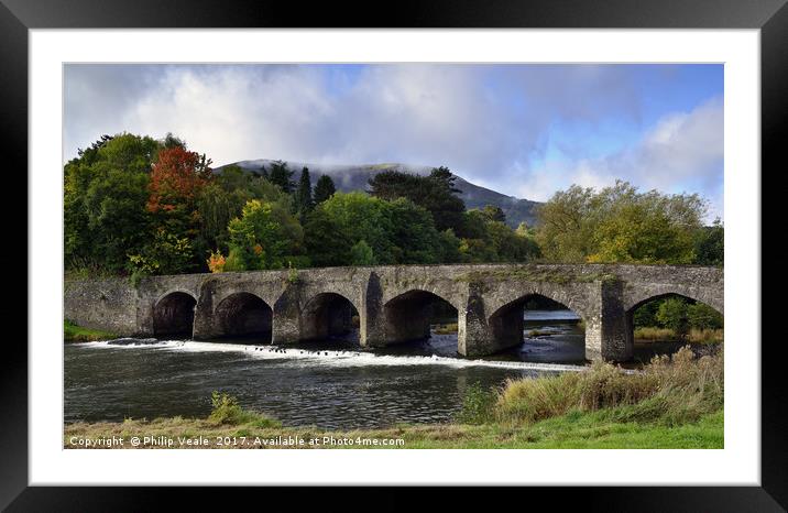 Llanfoist Bridge and Blorenge in Early Autumn. Framed Mounted Print by Philip Veale