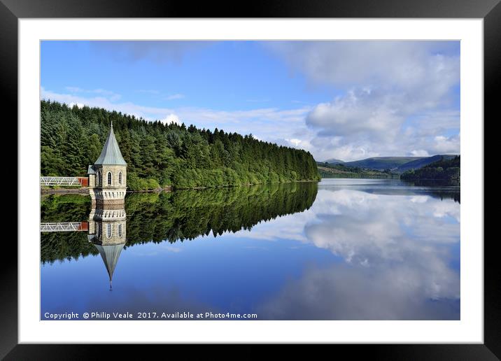 Pontsticill Valve Tower Summer Reflection. Framed Mounted Print by Philip Veale