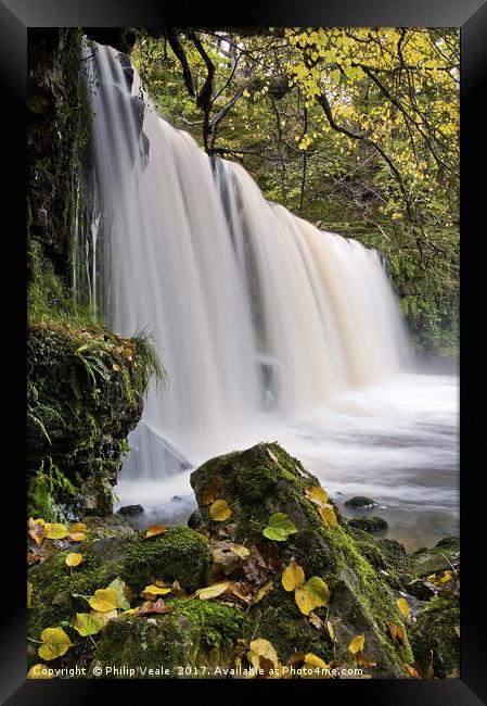 Sgwd Ddwli Waterfall in Autumn. Framed Print by Philip Veale