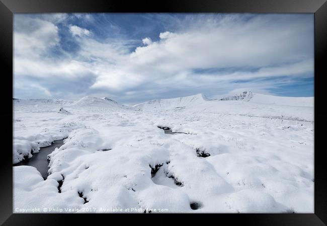 Bannau Brycheiniog Winter Panoramic. Framed Print by Philip Veale