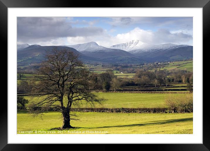 Bannau Brycheiniog Snow Capped Peaks. Framed Mounted Print by Philip Veale