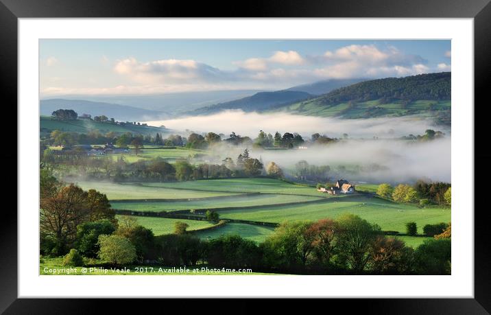 Llanhamlach Old School House and Dragon's Breath. Framed Mounted Print by Philip Veale