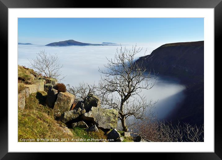 Sugar Loaf Rising Through The Inversion. Framed Mounted Print by Philip Veale