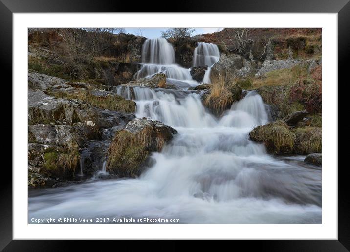 Serenity of Nant Gwynllyn Falls Framed Mounted Print by Philip Veale