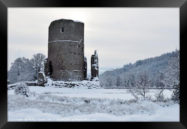 Tretower Castle Winter Wonderland. Framed Print by Philip Veale