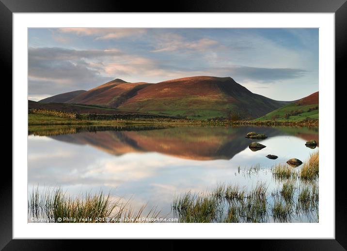 Tewet Tarn Dusk Reflection. Framed Mounted Print by Philip Veale
