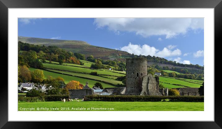 Tretower Castle in Autumn. Framed Mounted Print by Philip Veale