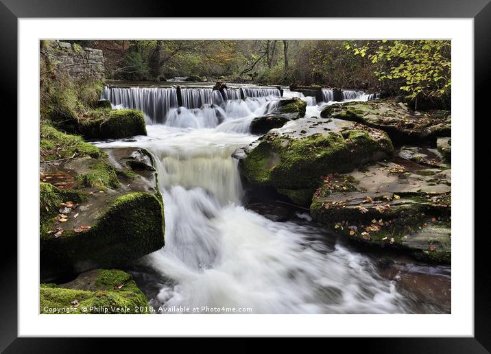 Afon Crawnon Weir Late Autumn. Framed Mounted Print by Philip Veale