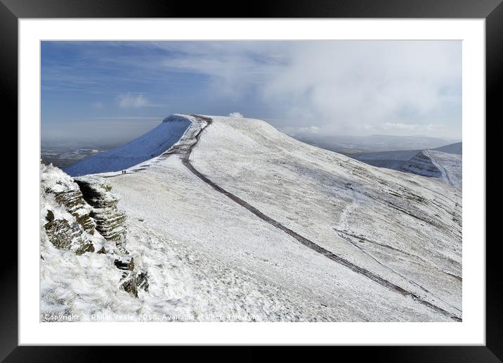 Pen y Fan and Cribyn, Bannau Brycheiniog Winter. Framed Mounted Print by Philip Veale