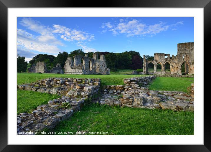 Easby Abbey Ruins on a Summer Evening. Framed Mounted Print by Philip Veale