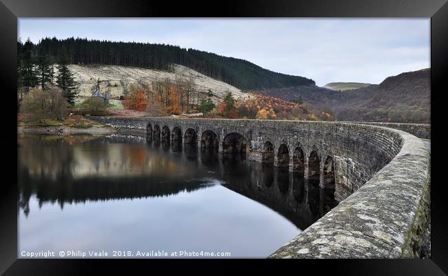 Garreg Ddu Dam, Elan Valley at Dawn. Framed Print by Philip Veale