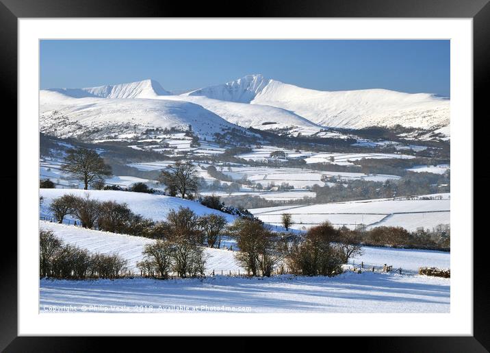 Brecon Beacons Covered in Fresh Snow. Framed Mounted Print by Philip Veale