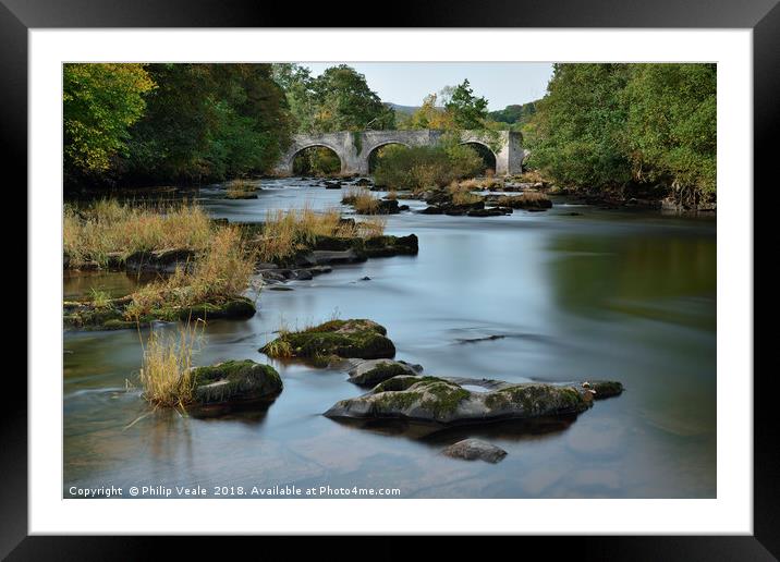 Llangynidr Bridge and River Usk in Early Autumn. Framed Mounted Print by Philip Veale