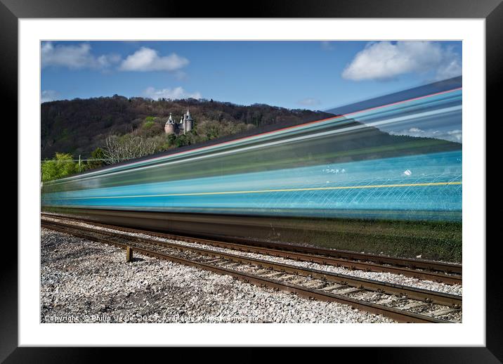 Castell Coch as Train Speeds Past. Framed Mounted Print by Philip Veale