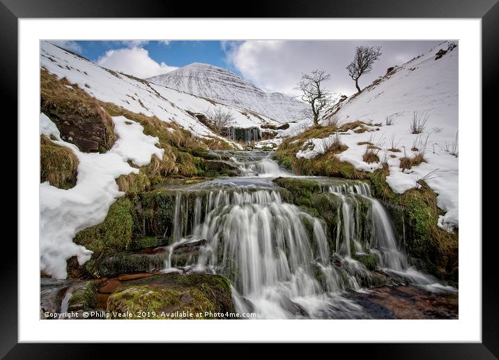 Cribyn and Nant Sere in Winter's Cloak. Framed Mounted Print by Philip Veale