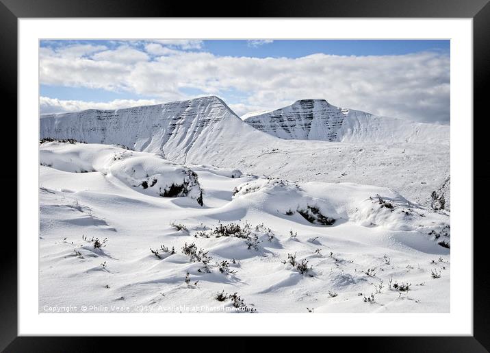 Cribyn and Pen y Fan Winter Wonderland. Framed Mounted Print by Philip Veale