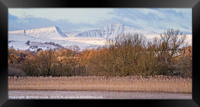 Brecon Beacons Winter Dawn Panoramic. Framed Print by Philip Veale
