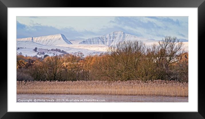 Brecon Beacons Winter Dawn Panoramic. Framed Mounted Print by Philip Veale